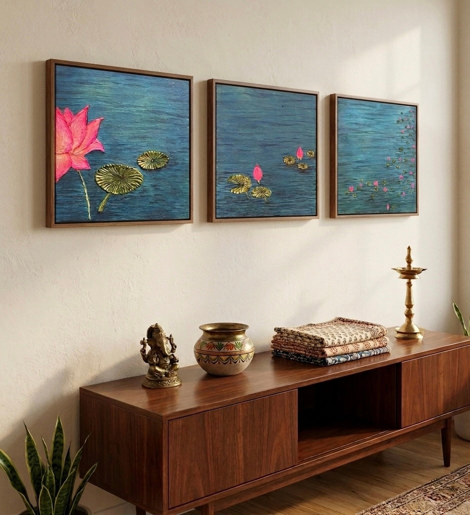 Lotus Pond Triptych