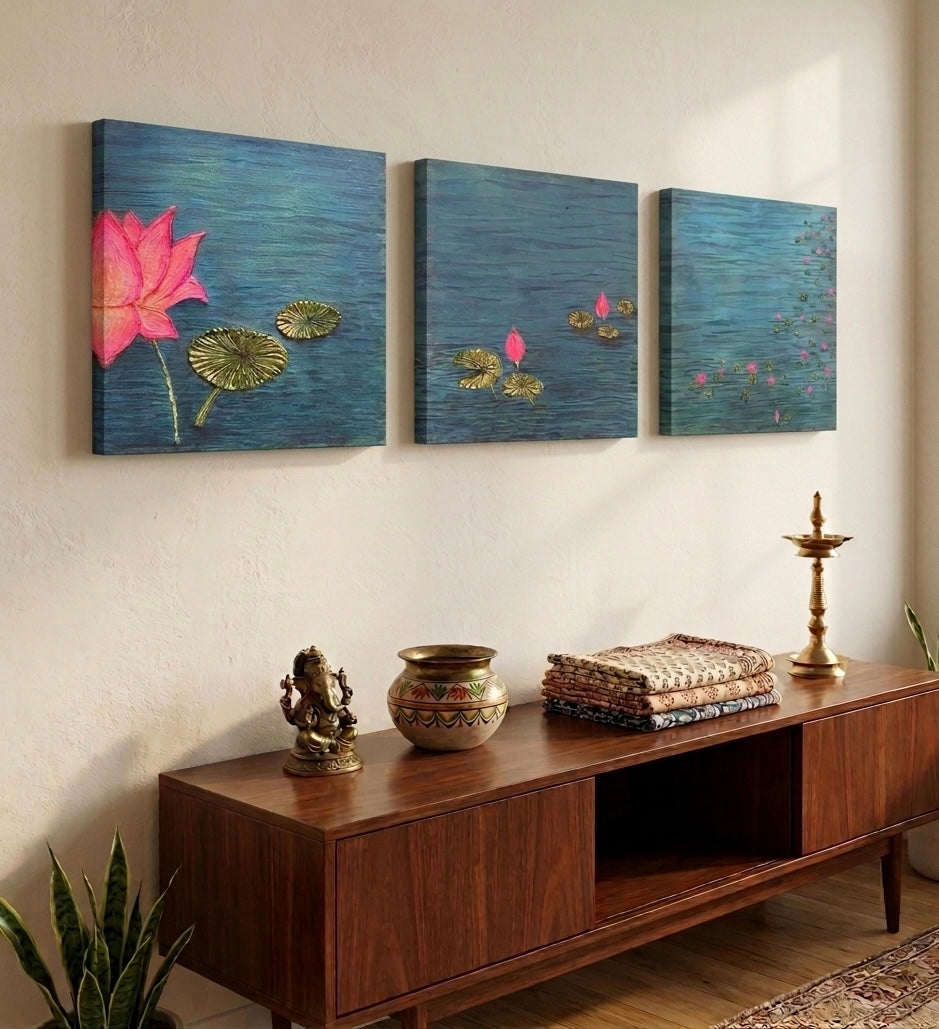 Lotus Pond Triptych